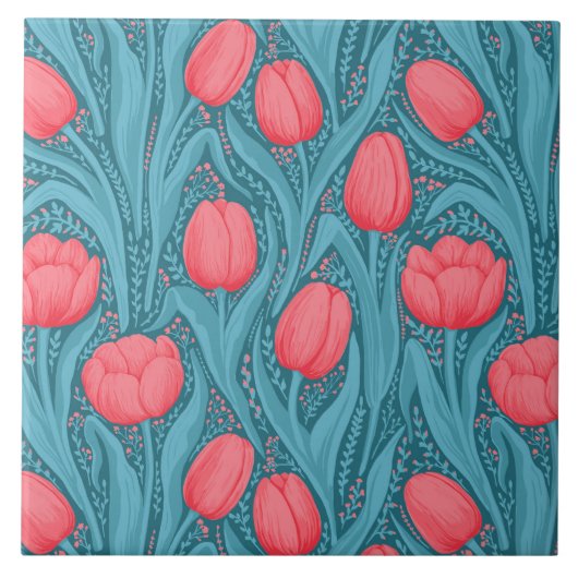 Tulips in blau und rot fliese (Vorderseite)