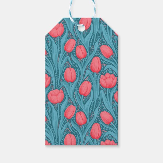 Tulips in blau und rot geschenkanhänger (Vorderseite)