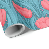 Tulips in blau und rot geschenkpapier (Rolleneckpunkt)