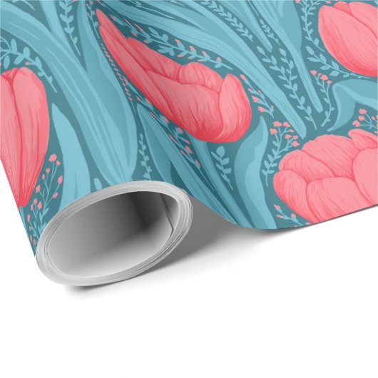 Tulips in blau und rot geschenkpapier (Rolleneckpunkt)