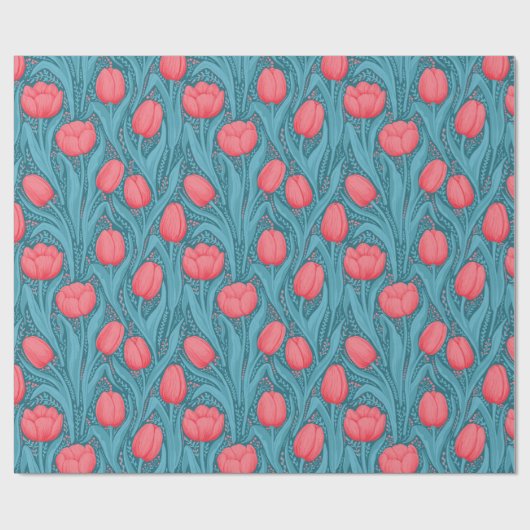 Tulips in blau und rot geschenkpapier (Flach)