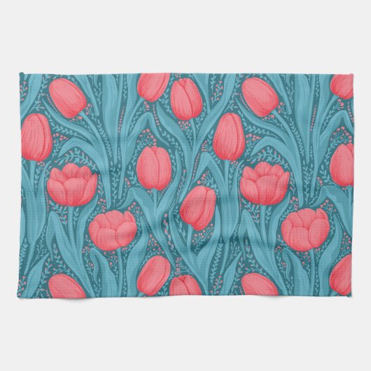 Tulips in blau und rot geschirrtuch (Horizontal)