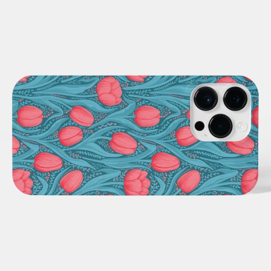 Tulips in blau und rot iPhone hülle (Rückseite (Horizontal))