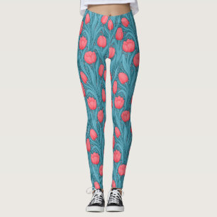 Tulips in blau und rot leggings