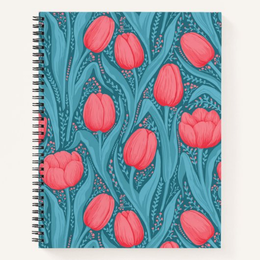 Tulips in blau und rot notizblock (Vorderseite)