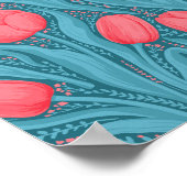 Tulips in blau und rot poster (Ecke)