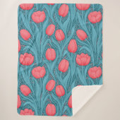 Tulips in blau und rot sherpadecke (Vorderseite)