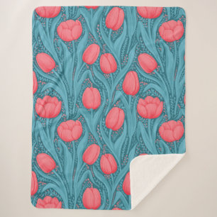 Tulips in blau und rot sherpadecke