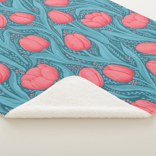 Tulips in blau und rot sherpadecke (3/4)