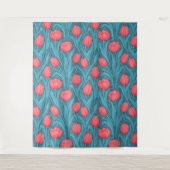 Tulips in blau und rot wandteppich (Vorderseite)