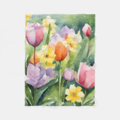 Tulips in Bloom watercolors Fleecedecke (Vorderseite)