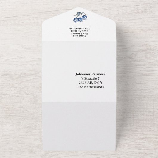 Tulips in Delft Blue All In One Einladung (Außenbereich)