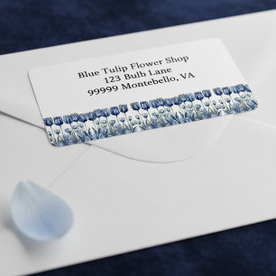 Tulips in Delft Blue benutzerdefinierbar Adressaufkleber