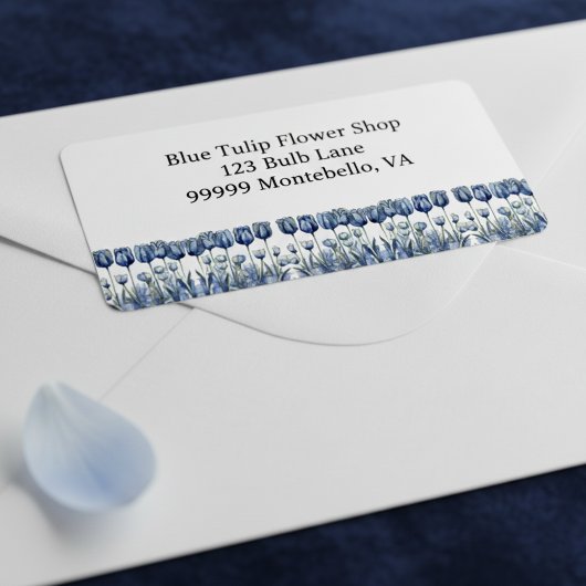 Tulips in Delft Blue benutzerdefinierbar Adressaufkleber