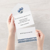 Tulips in Delft Blue benutzerdefinierbar All In One Einladung (Abreißen)