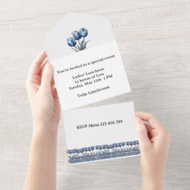 Tulips in Delft Blue benutzerdefinierbar All In One Einladung