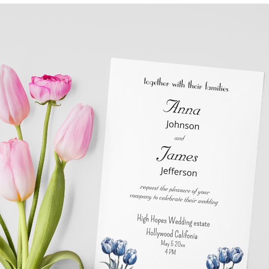 Tulips in Delft Blue benutzerdefinierbar Einladung