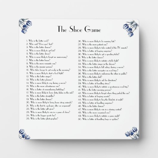 Tulips in Delft Blue benutzerdefinierbar Fotoplatte (Vorderseite)