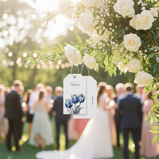Tulips in Delft Blue benutzerdefinierbar Geschenkanhänger