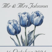 Tulips in Delft Blue benutzerdefinierbar Glasuntersetzer