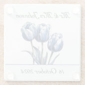 Tulips in Delft Blue benutzerdefinierbar Glasuntersetzer (Rückseite)