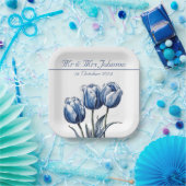 Tulips in Delft Blue benutzerdefinierbar Pappteller (Party)