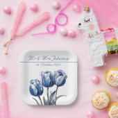 Tulips in Delft Blue benutzerdefinierbar Pappteller (Party)