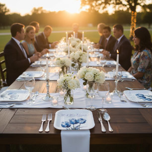 Tulips in Delft Blue benutzerdefinierbar Pappteller
