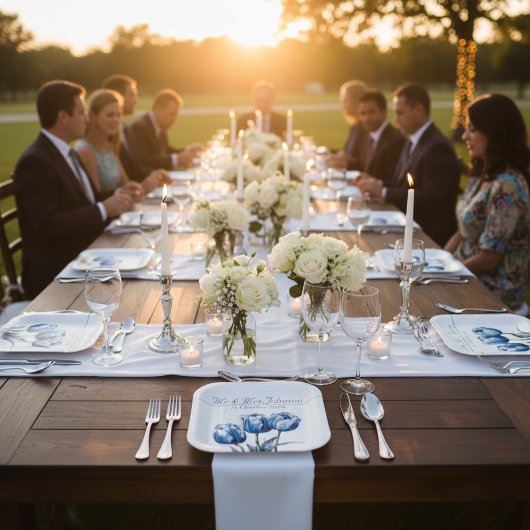 Tulips in Delft Blue benutzerdefinierbar Pappteller