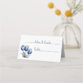 Tulips in Delft Blue benutzerdefinierbar Platzkarte (Rückseite)