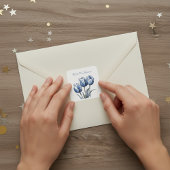 Tulips in Delft Blue, benutzerdefinierbar Quadratischer Aufkleber