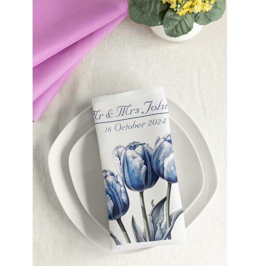 Tulips in Delft Blue benutzerdefinierbar Serviette