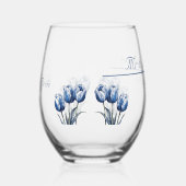 Tulips in Delft Blue benutzerdefinierbar Weinglas Ohne Stiel (Links)