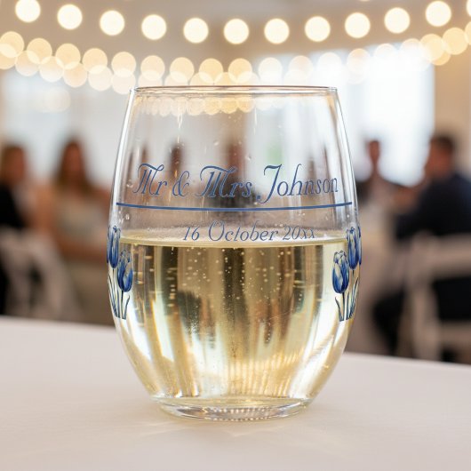 Tulips in Delft Blue, Brauch Weinglas Ohne Stiel