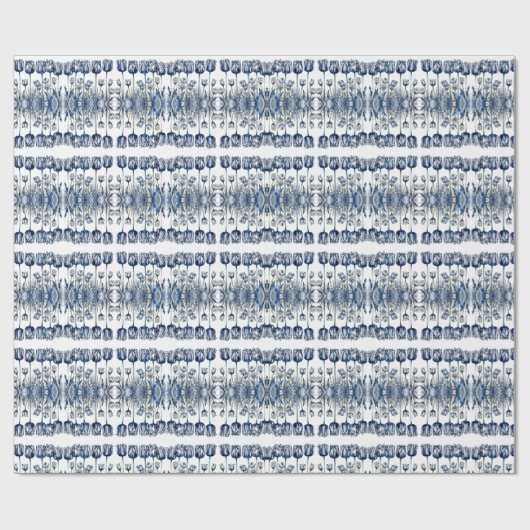 Tulips in Delft Blue Geschenkpapier (Flach)