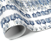 Tulips in Delft Blue Geschenkpapier (Rolleneckpunkt)