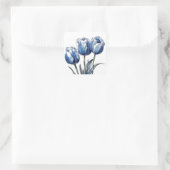 Tulips in Delft Blue Quadratischer Aufkleber (Tasche)