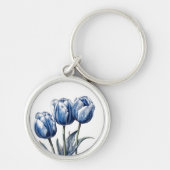 Tulips in Delft Blue Schlüsselanhänger (Vorne)