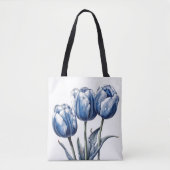 Tulips in Delft Blue Tasche (Vorderseite)