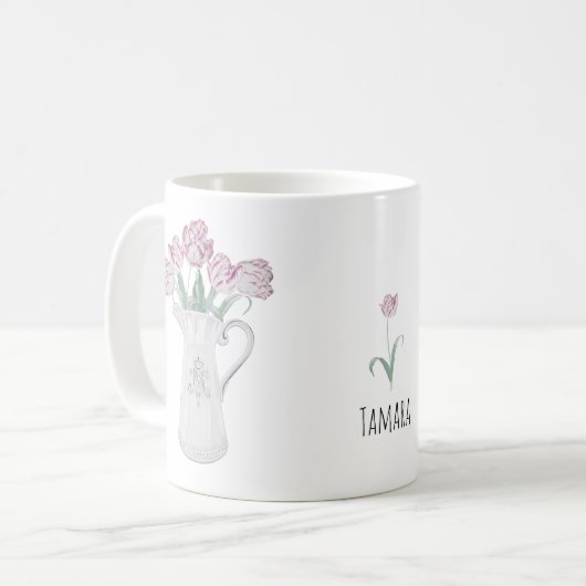 Tulips in der Pitcher-Keramik Kaffeetasse (Vorderseite Links)