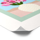 Tulips in einer Vase rosa blaugrüne Blüte Poster (Ecke)