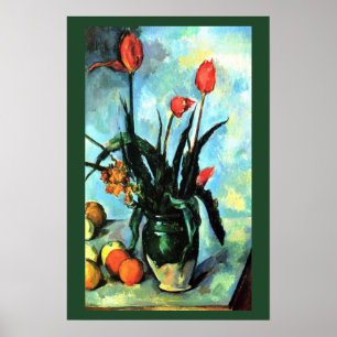 Tulips in einer Vase von Paul Cezanne, Vintage Kun Poster