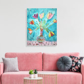 Tulips in einer Vasenwand Leinwand (Insitu (Wohnzimmer))