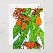 Tulips in orangefarbener Postkarte (Vorne/Hinten)