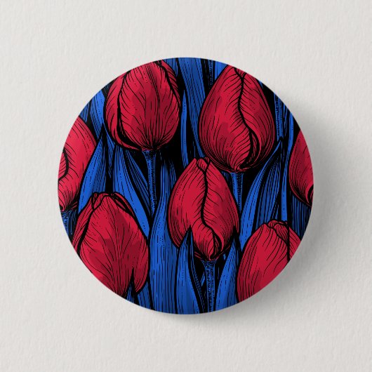 Tulips in Rot und Blau Button (Vorderseite)
