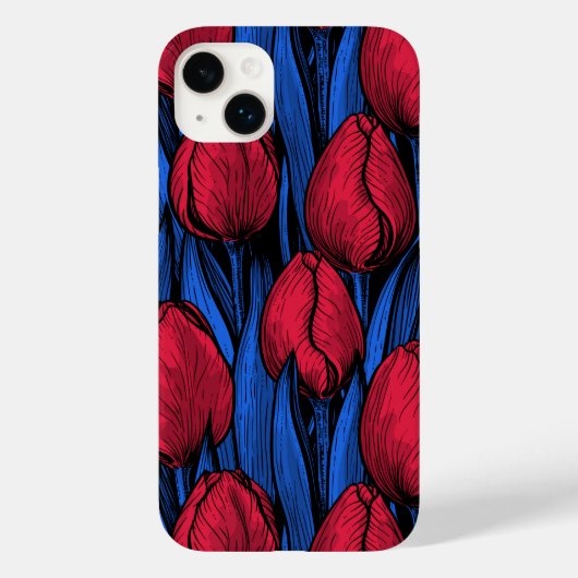 Tulips in Rot und Blau Case-Mate iPhone Hülle (Rückseite)