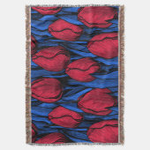 Tulips in Rot und Blau Decke (Vorderseite Vertikal)