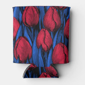 Tulips in Rot und Blau Dosenkühler (Vorderseite)