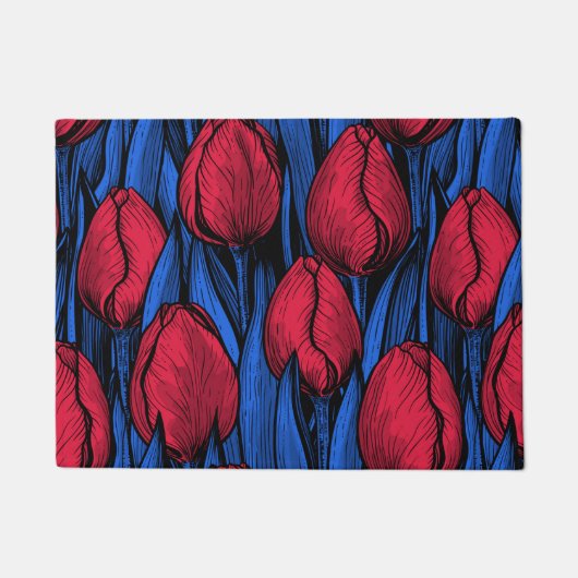 Tulips in Rot und Blau Fußmatte (Vorderseite)