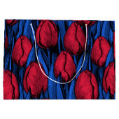 Tulips in Rot und Blau Große Geschenktüte (Rückseite)